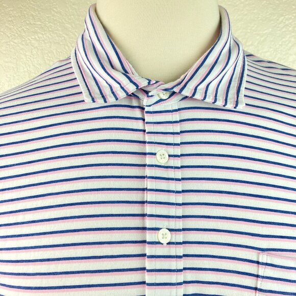 Ralph Lauren Polo Golf Stretch Lisle Blue White & Pink Stripe Shirt Sz XXL - Picture 3 of 16